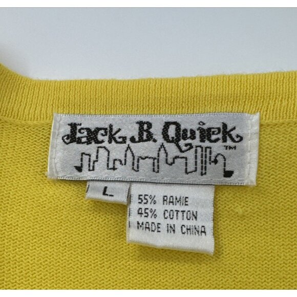 Jack B. Quick Sweater Womens Large Yellow Flamingo Florida Sequins Vacation 90s - Picture 3 of 12